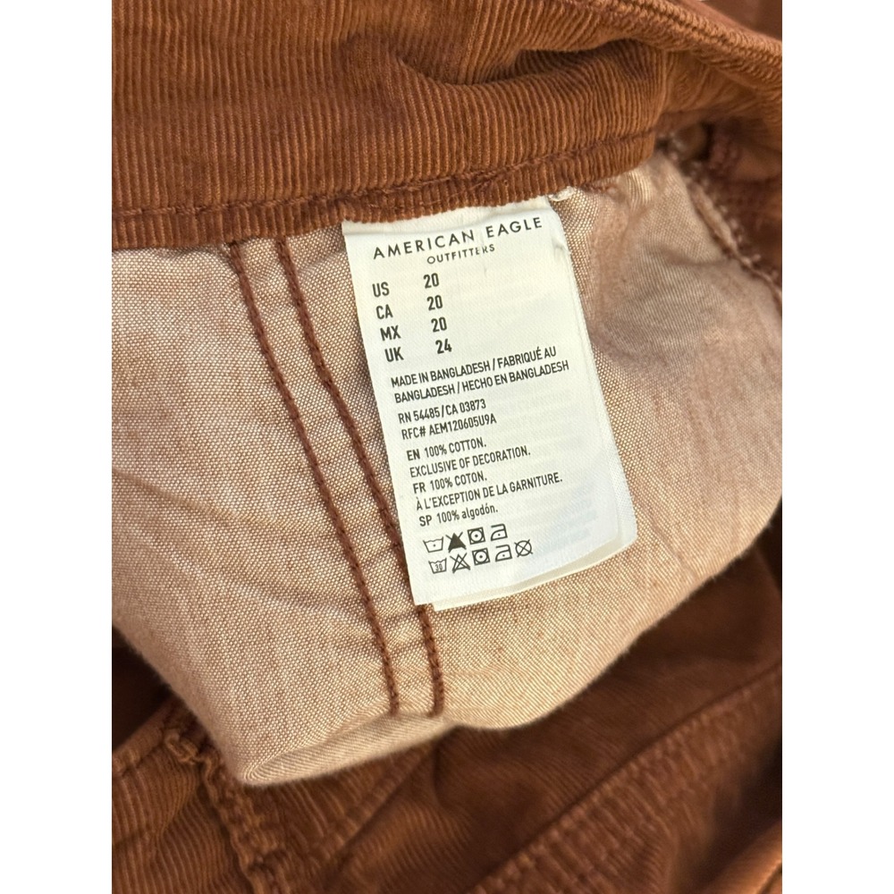 American Eagle Mom Shorts Brown Corduroy Pleated Cuffed High Rise Womens Size 20 - Picture 6 of 9